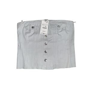 Zara Light Blue Sparkly Denim Tube Top XL New With Tags.